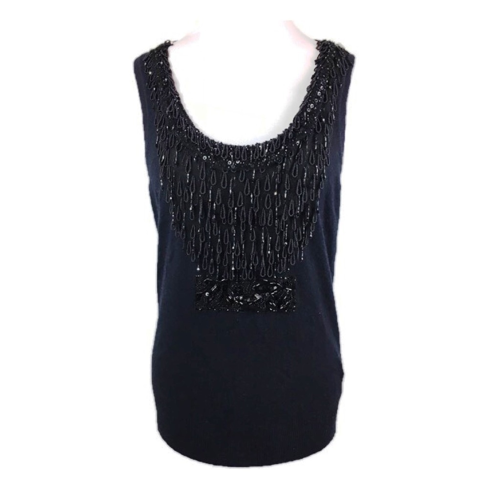 J. Crew Collection L beaded sequined sweater tank